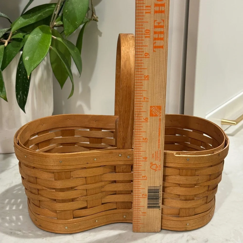 Bradford Basket Company Handwoven Wood Brown 1998 Vintage Peanut Shape USA